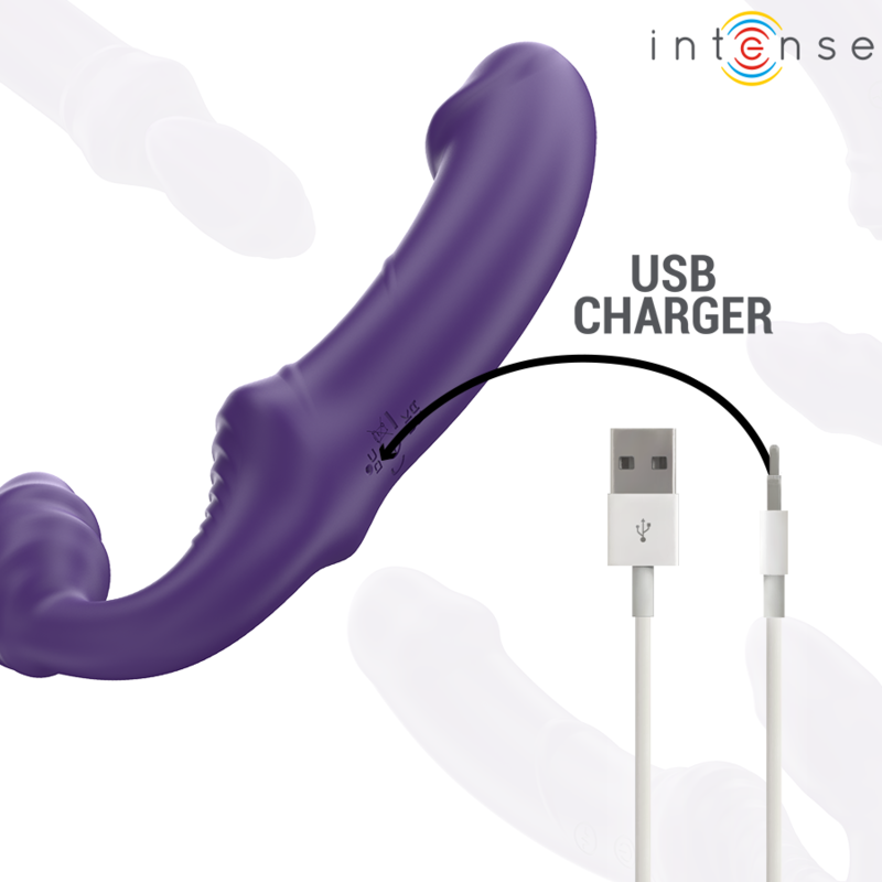 INTENSE - WIBRATOR JILL DOUBLE 20 CM FIOLETOWY Z PILOTEM