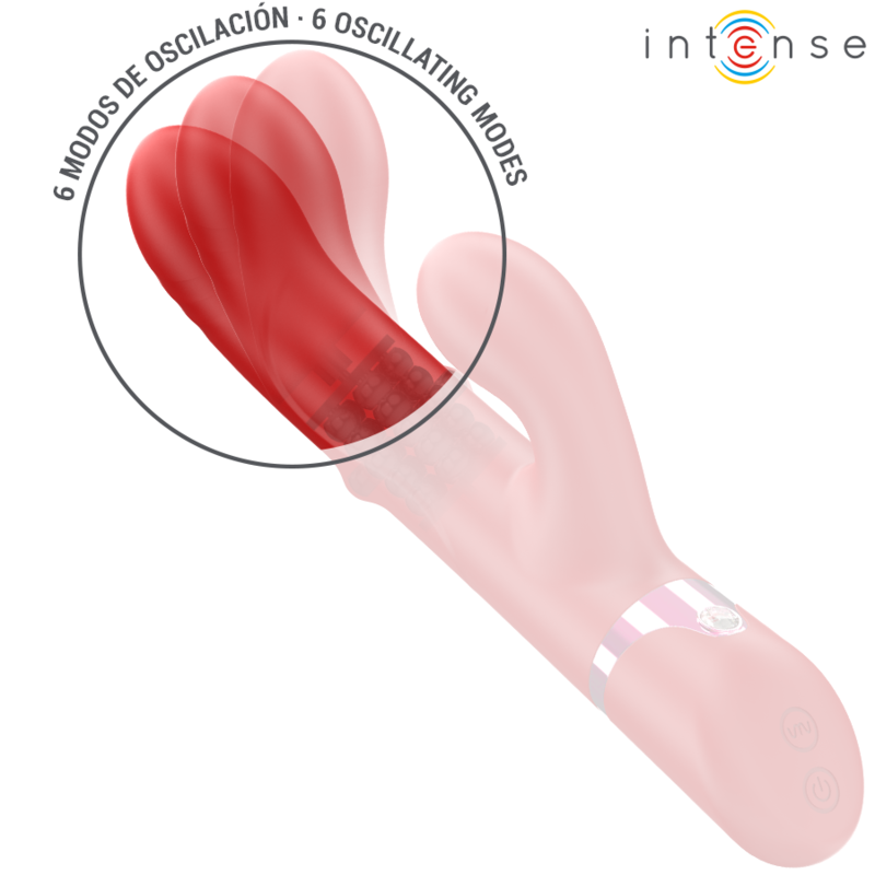 INTENSE - WIBRATOR WIELOFUNKCYJNY LELE OBROTOWY I OSCYLACYJNY Z FUNKCJĄ STYMULACJI CZERWONY