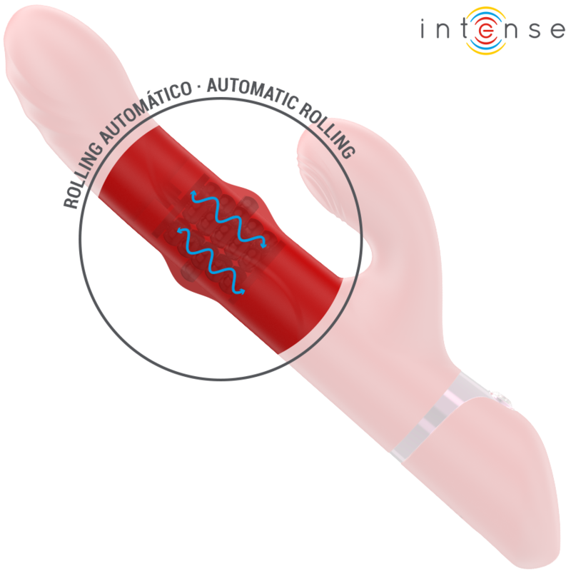 INTENSE - WIBRATOR WIELOFUNKCYJNY LELE OBROTOWY I OSCYLACYJNY Z FUNKCJĄ STYMULACJI CZERWONY