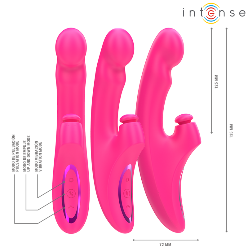 INTENSE - WIBRATOR EMI 13,5 CM WIELOFUNKCYJNY 3 W 1 10 WIBRACJI RÓŻOWY