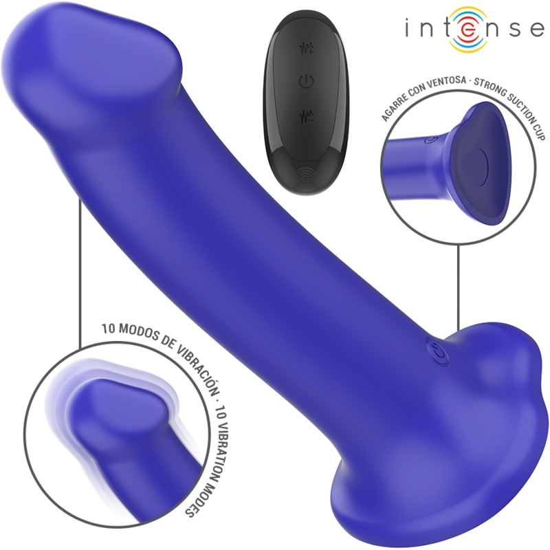 INTENSE - WIBRATOR VICTORIA Z PRZYSSAWKĄ 10 WIBRACJI CIEMNONIEBIESKI PILOT