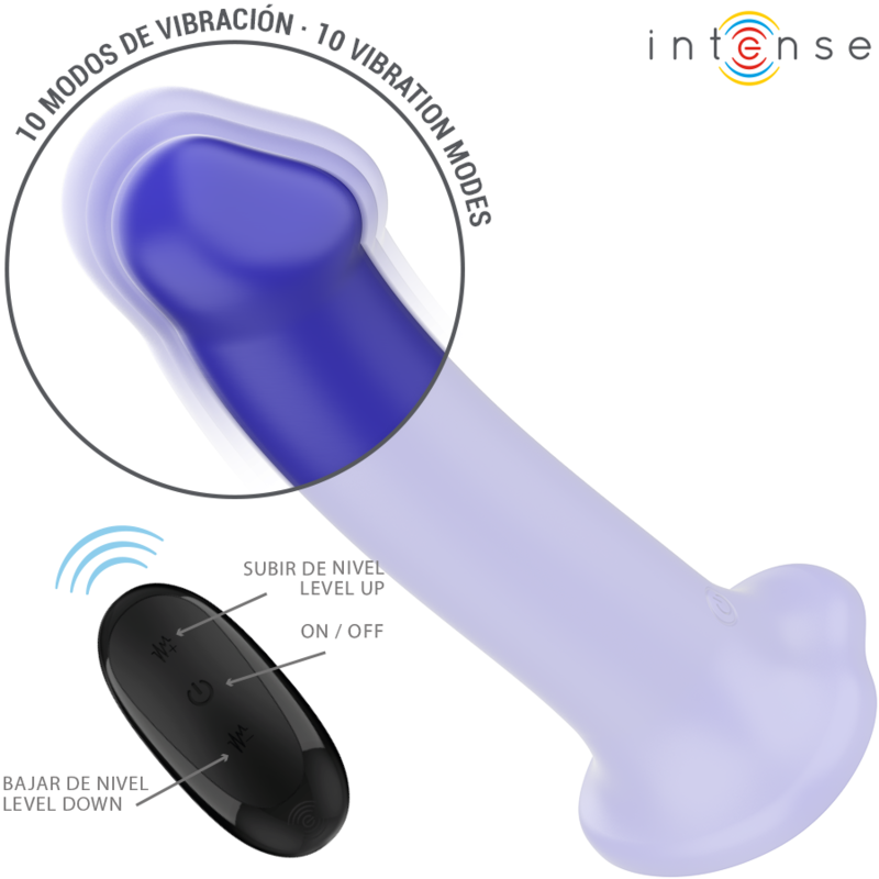 INTENSE - WIBRATOR VICTORIA Z PRZYSSAWKĄ 10 WIBRACJI CIEMNONIEBIESKI PILOT