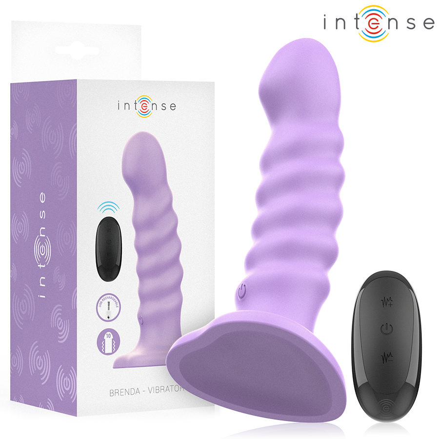 INTENSE - BRENDA WIBRATOR ROZMIAR M SPIRALNY WZÓR 10 WIBRACJI FIOLETOWY ZDALNE STEROWANIE