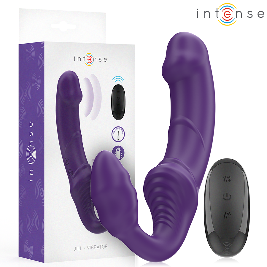 INTENSE - WIBRATOR JILL DOUBLE 20 CM FIOLETOWY Z PILOTEM