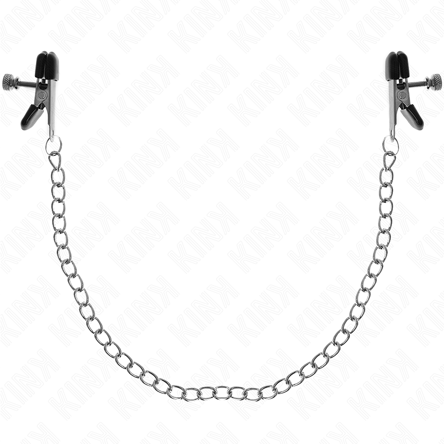 KINK - ZACISKI NA SUTKI Z PŁASKIEGO ŁAŃCUSZKA SREBRNE 34 CM