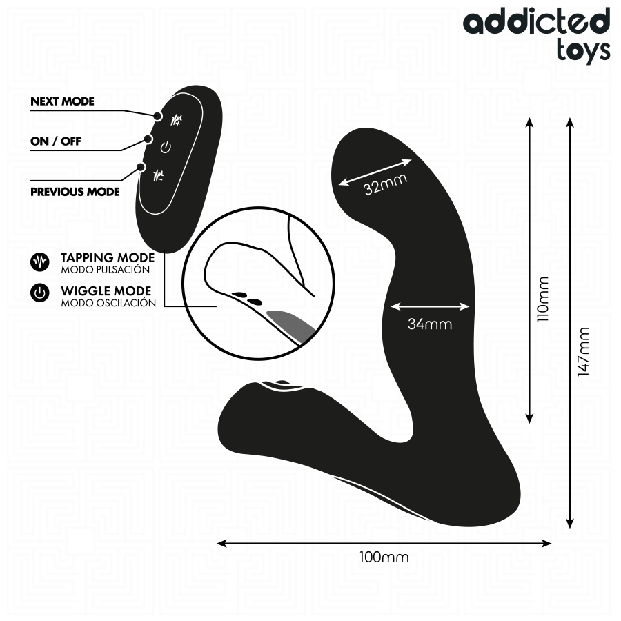 ADDICTED TOYS - OSCYLACYJNY MASAŻER PROSTATY Z PILOTEM I TRYBEM PULSACYJNYM