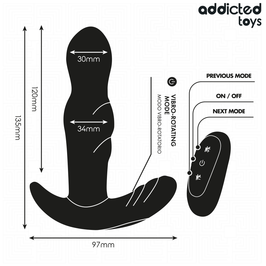 ADDICTED TOYS - OBROTOWY WIBRUJĄCY KOREK ANALNY Z PILOTEM