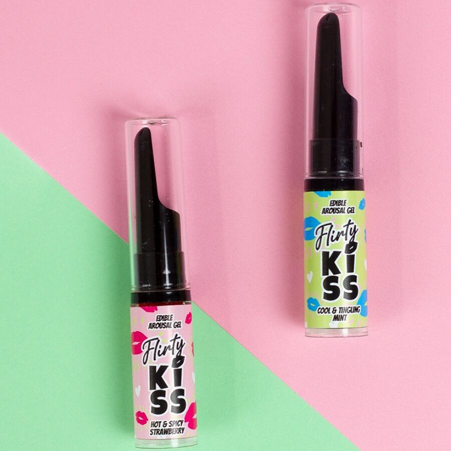 SECRETPLAY - ŻELE FLIRTY KISS Z EFEKTEM SEKSU ORALNEGO TRUSKAWKA I MIĘTA 2 x 8 GR