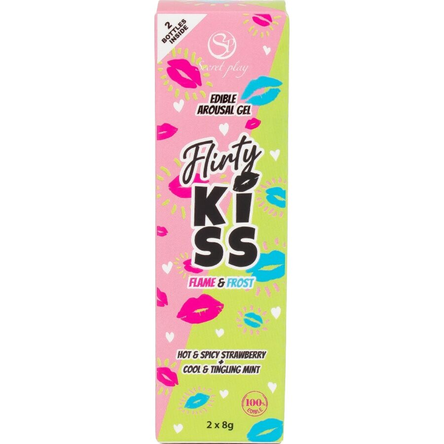 SECRETPLAY - ŻELE FLIRTY KISS Z EFEKTEM SEKSU ORALNEGO TRUSKAWKA I MIĘTA 2 x 8 GR