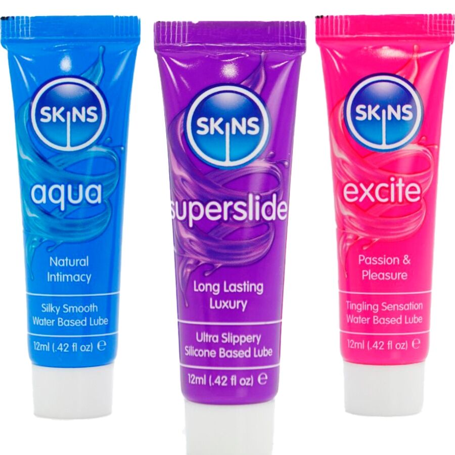 SKINS - VITAL LUBES ZESTAW AQUA, SUPERSLIDE & EXCITE LUBRYKANTY 3 x 12 ML