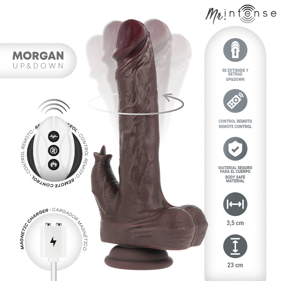MR INTENSE - MORGAN REALISTYCZNA WIELOFUNKCYJNA LALKA Z WIBRACJAMI I PILOTEM GÓRA DÓŁ 23 CM -O- 3,5 CM