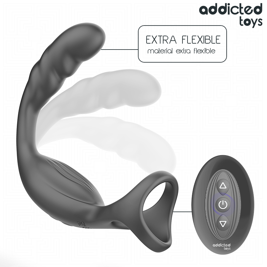 ADDICTED TOYS - PODWÓJNY PIERŚCIEŃ NA PENISA I PROSTATA Z PILOTEM