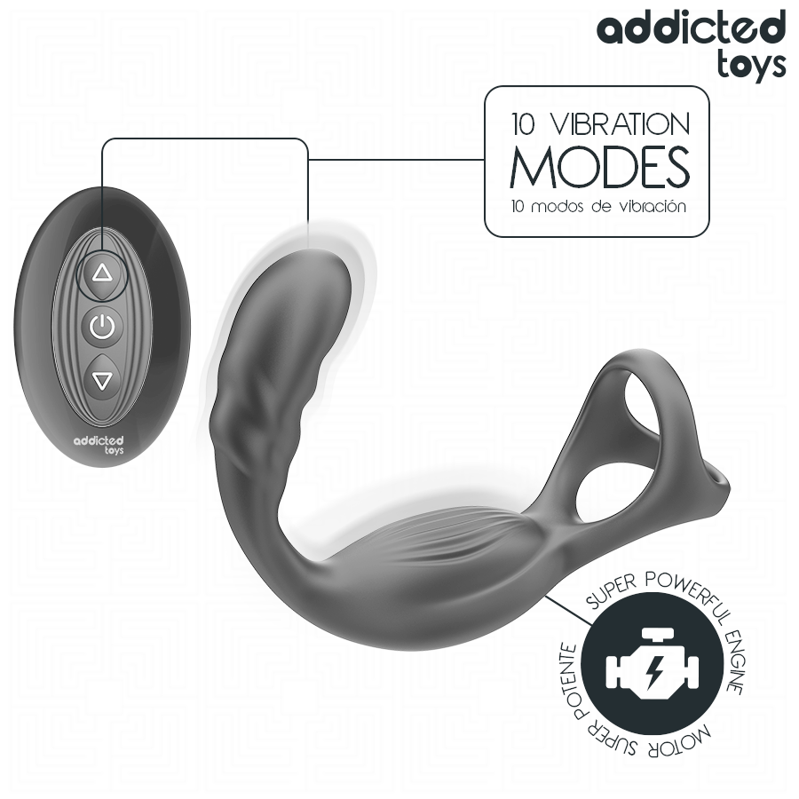 ADDICTED TOYS - PODWÓJNY PIERŚCIEŃ NA PENISA I PROSTATA Z PILOTEM