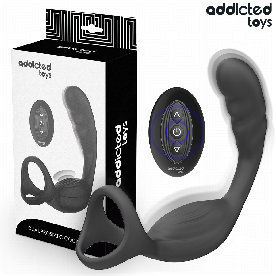 ADDICTED TOYS - PODWÓJNY PIERŚCIEŃ NA PENISA I PROSTATA Z PILOTEM
