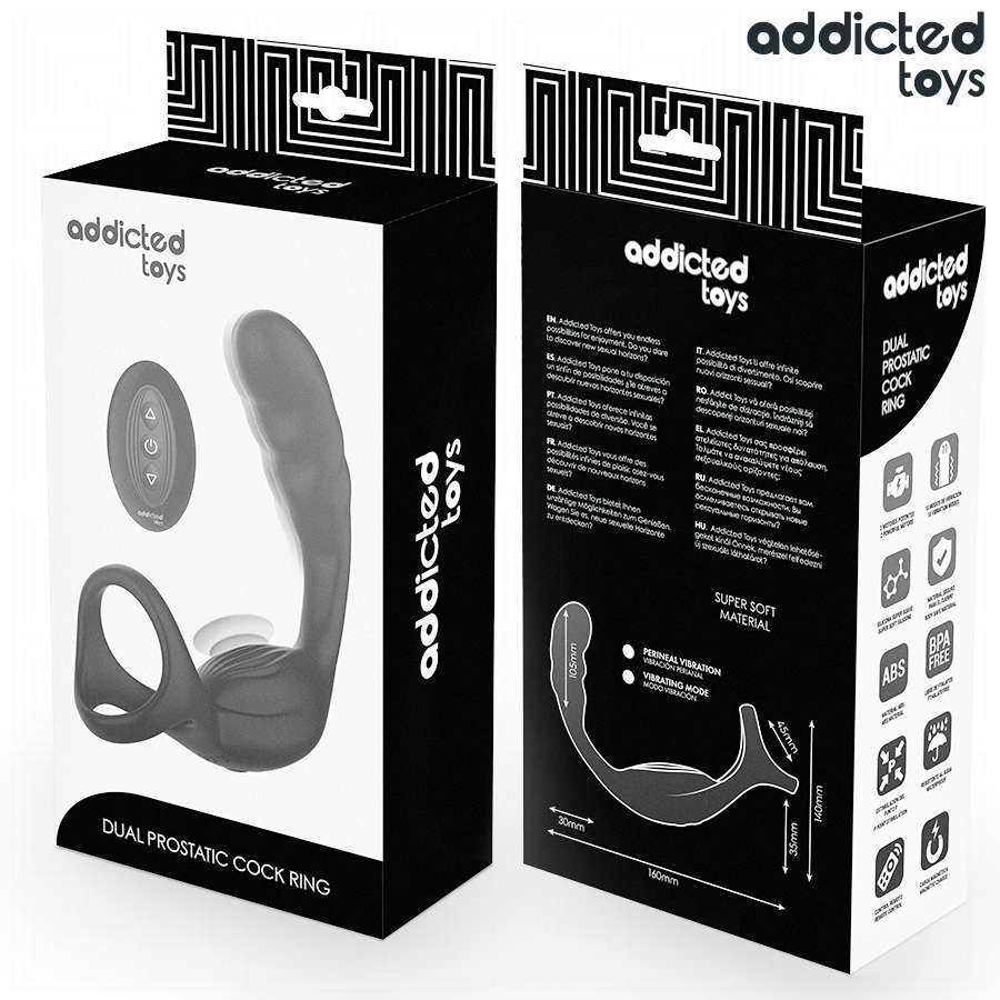 ADDICTED TOYS - PODWÓJNY PIERŚCIEŃ NA PENISA I PROSTATA Z PILOTEM
