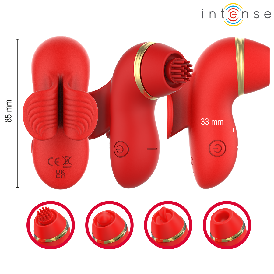 INTENSYWNY – STYMULATOR ŁECHTACZKI Z 4 GŁOWICAMI, SSĄCY, PUKAJĄCY, ŁASKOCZĄCY I LIŻĄCY