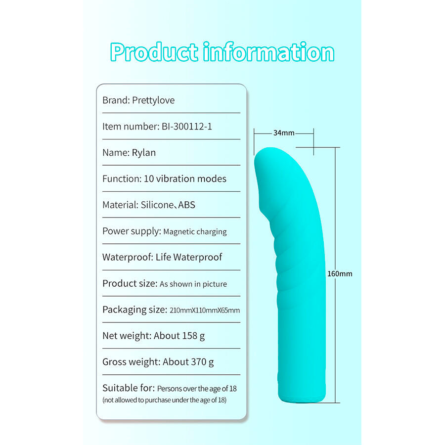 PRETTY LOVE - RYLAN WIBRATOR PUNKTU G NIEBIESKI