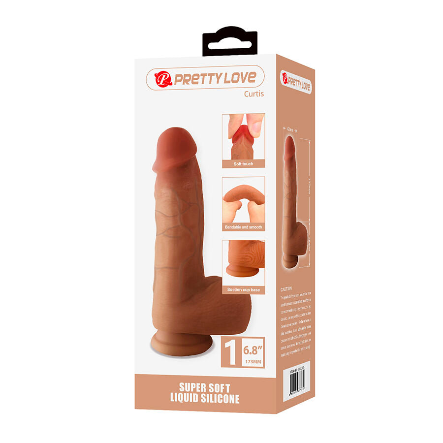 PRETTY LOVE - REALISTYCZNE DILDO Z PRZYSSAWKĄ CURTIS 17.3 CM -Ø- 4.2 CM
