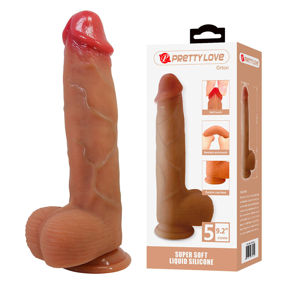 PRETTY LOVE - REALISTYCZNE DILDO ORTON Z PRZYSSAWKĄ 23,5 CM -Ø- 4,9 CM