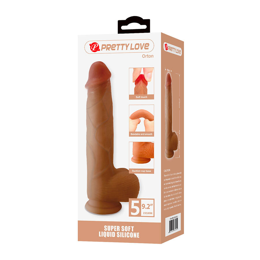 PRETTY LOVE - REALISTYCZNE DILDO ORTON Z PRZYSSAWKĄ 23,5 CM -Ø- 4,9 CM