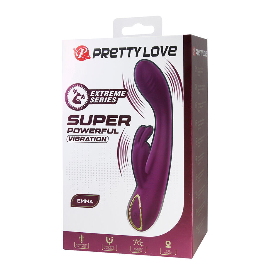 PRETTY LOVE - FIOLETOWY WIBRATOR EMMA RABBIT Z SYMULATOREM