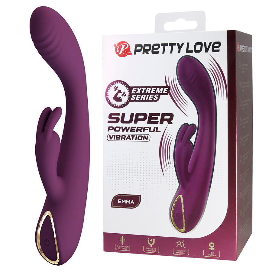 PRETTY LOVE - FIOLETOWY WIBRATOR EMMA RABBIT Z SYMULATOREM