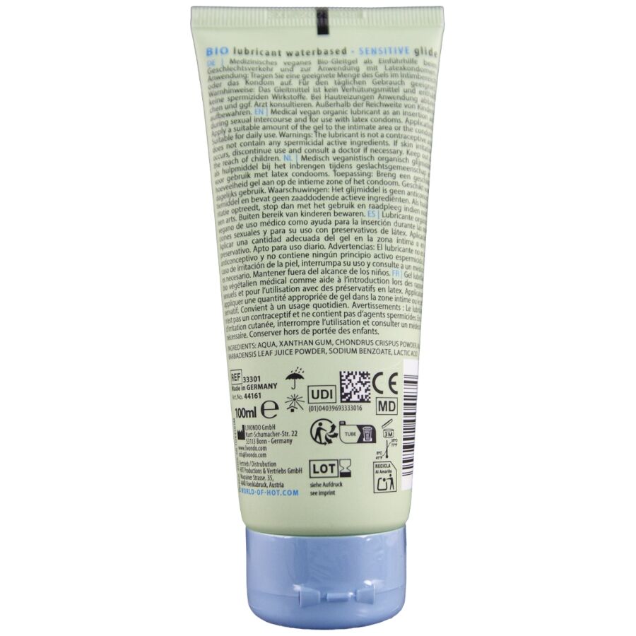 HOT - BIO NAWILŻAJĄCY LUBRYKANT NA BAZIE WODY SENSITIV 100 ML