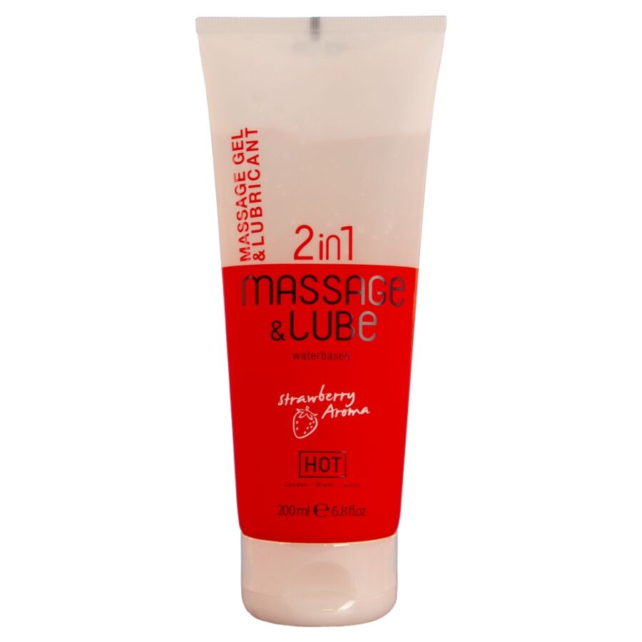 HOT - ŻEL DO MASAŻU I POŚLIZGOWY 2W1 TRUSKAWKA 200 ML
