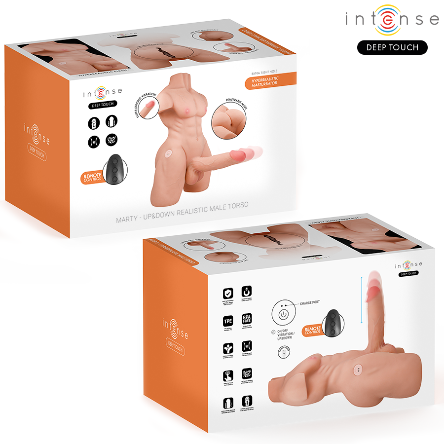 INTENSYWNY GŁĘBOKI DOTYK - MARTY TUŁÓW Z ANUSEM I REALISTYCZNYM DILDO Z FUNKCJĄ PCHANIA I WIBRACJI, ZDALNE STEROWANIE, 6,2 KG