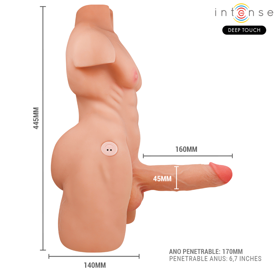 INTENSYWNY GŁĘBOKI DOTYK - MARTY TUŁÓW Z ANUSEM I REALISTYCZNYM DILDO Z FUNKCJĄ PCHANIA I WIBRACJI, ZDALNE STEROWANIE, 6,2 KG