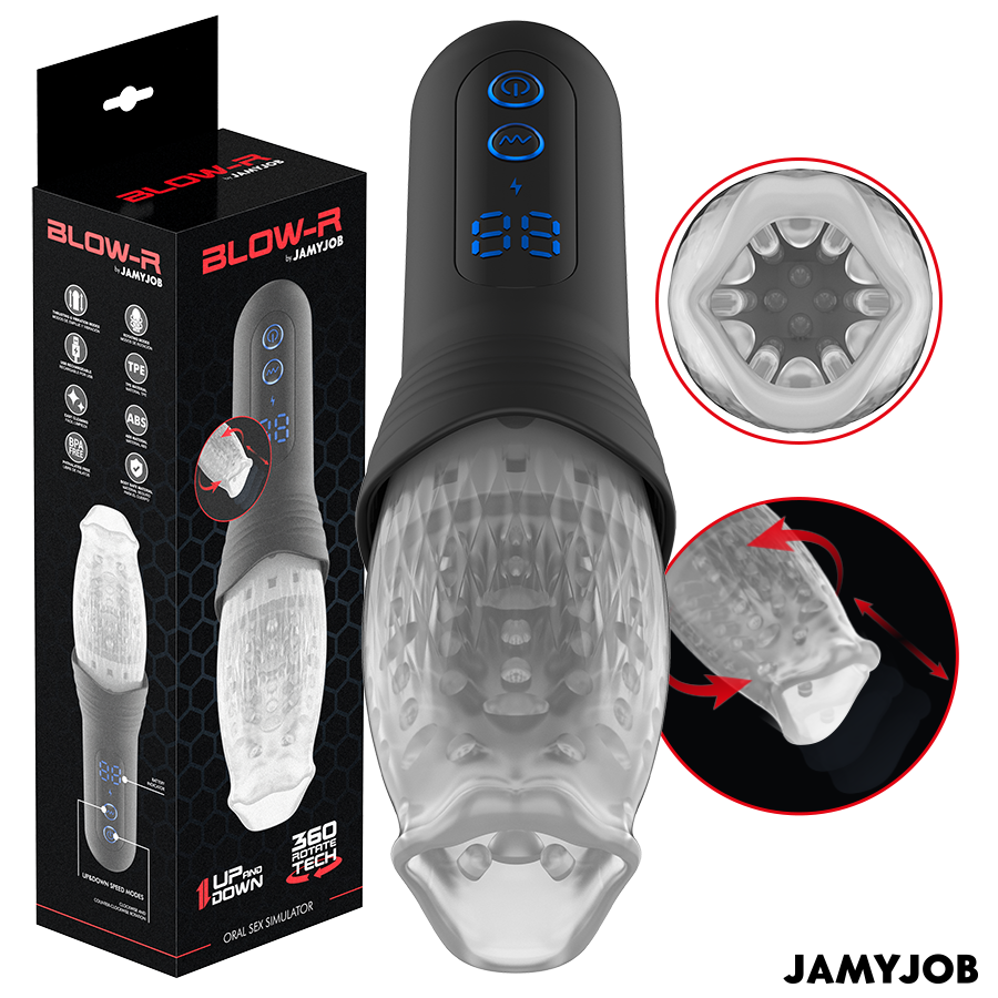 JAMYJOB - MASTURBATOR BLOW-R Z FUNKCJĄ WSUWANIA I OBROTÓW