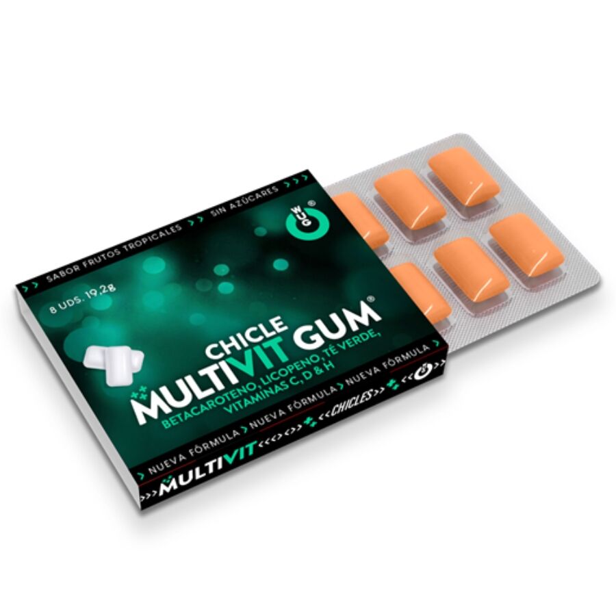 GUMY WUG - MULTIWITAMINA WITAMINY C, H, D, BETA-KAROTEN, LIKOPEN I ZIELONA HERBATA 1 X 8 SZTUK