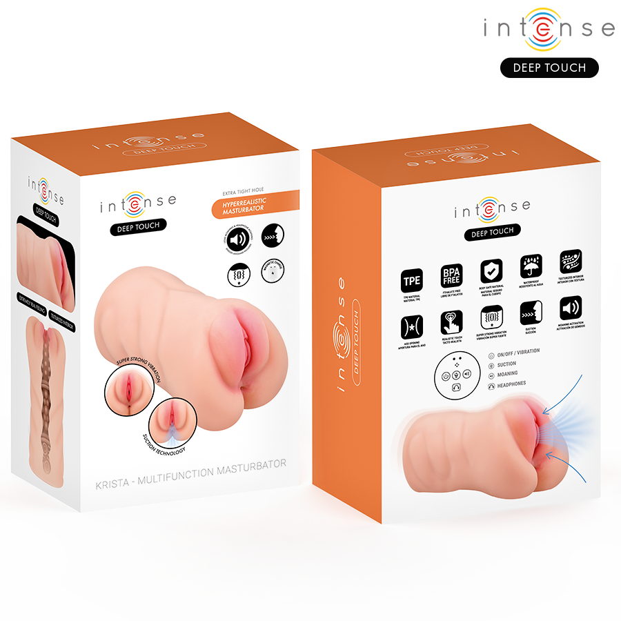 INTENSYWNY GŁĘBOKI DOTYK - MASTURBATOR KRISTA DOPOCHWOWY Z FUNKCJĄ SSANIA, WIBRACJI I EFEKTAMI GŁOSOWYMI 1,2 KG