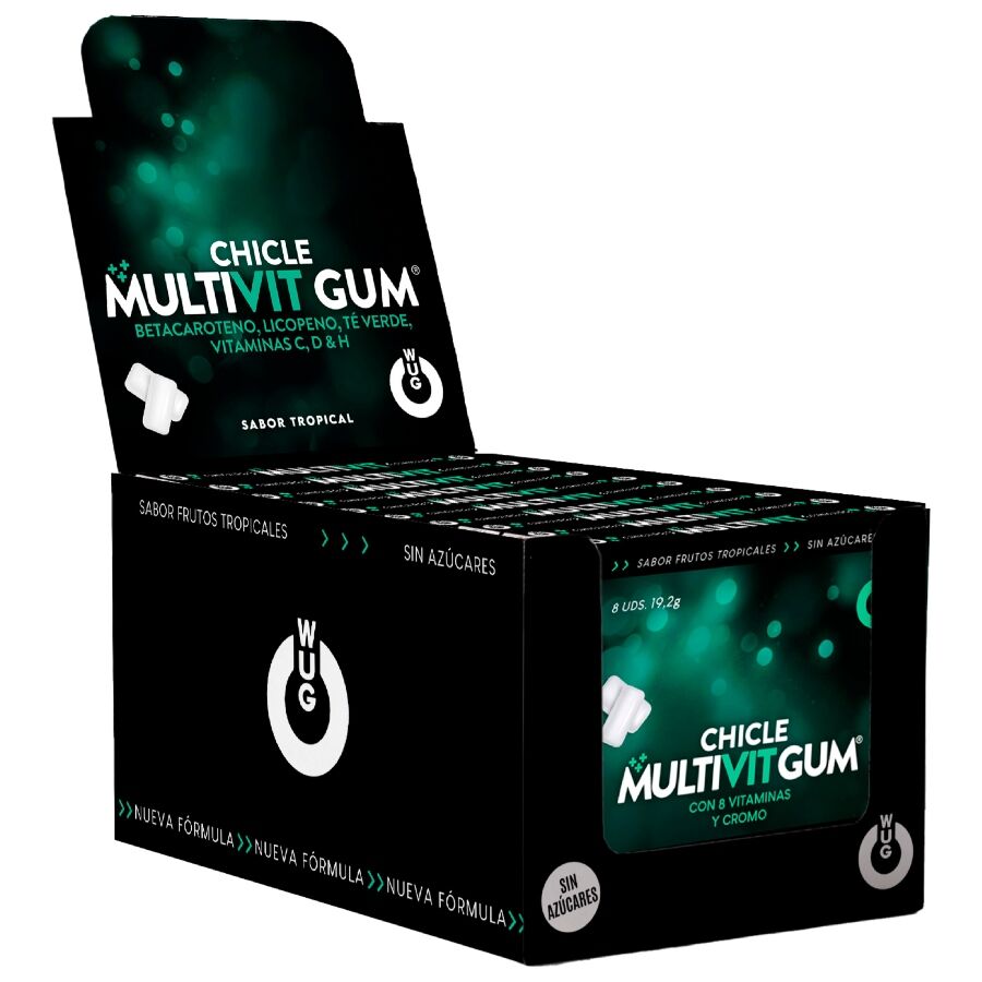 GUMA WUG - MULTIWITAMINA WITAMINA C, H, D, BETA-KAROTEN, LIKOPEN I ZIELONA HERBATA | EKSPOZYTOR 12 X 8 SZT.