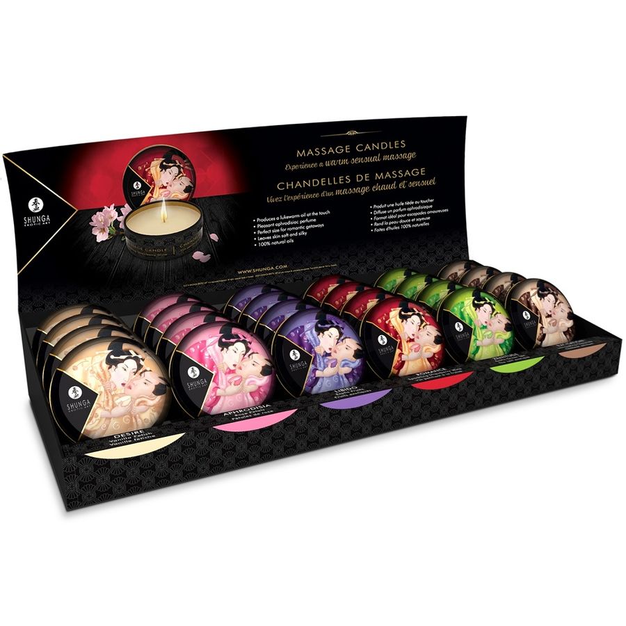 SHUNGA - ŚWIECE DO MASAŻU MINI CARESS BY CANDLELIGHT DISPLAY 24 SZTUKI
