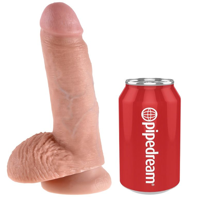 KING COCK - 7 DILDO CIELESNY Z JAJAMI 17,8 CM