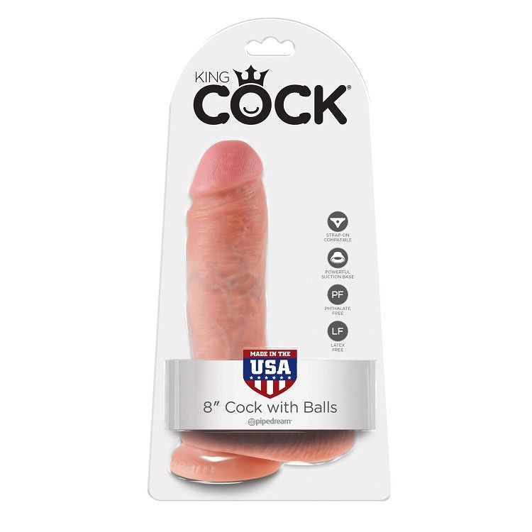 KING COCK - 8 DILDO MIĘSNY Z JAJAMI 20,3 CM