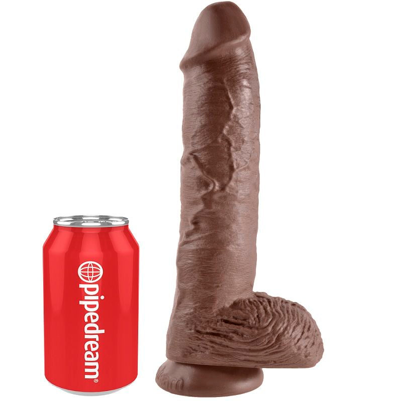 KING COCK - 10 DILDO BRĄZOWY Z JAJAMI 25.4 CM