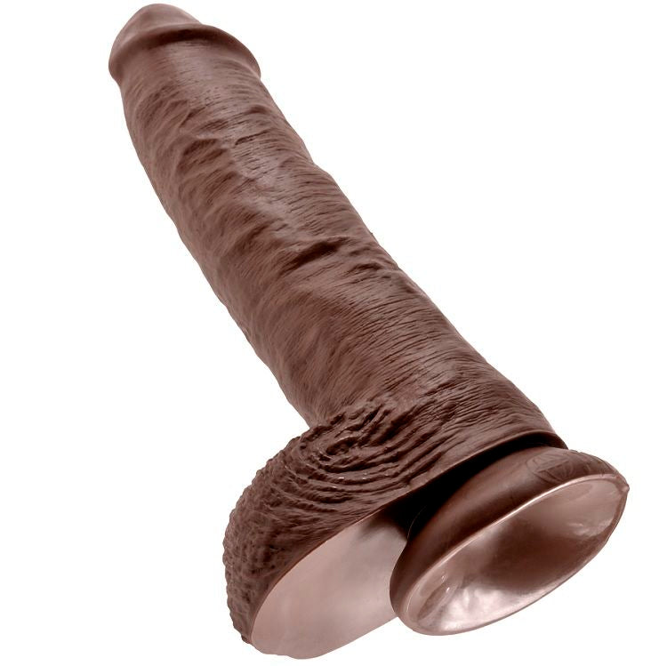 KING COCK - 10 DILDO BRĄZOWY Z JAJAMI 25.4 CM