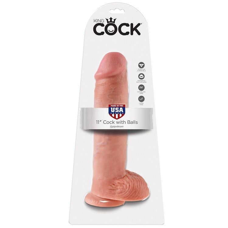 KING COCK - 11 DILDO MIĘSNY Z JAJAMI 28 CM