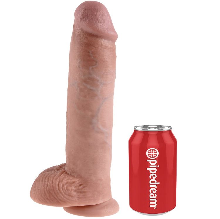 KING COCK - 11 DILDO MIĘSNY Z JAJAMI 28 CM