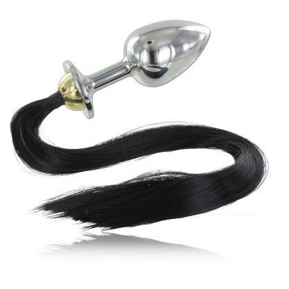 METAL HARD - STALOWY KOREK ANALNY Z OGONEM 8,89 CM