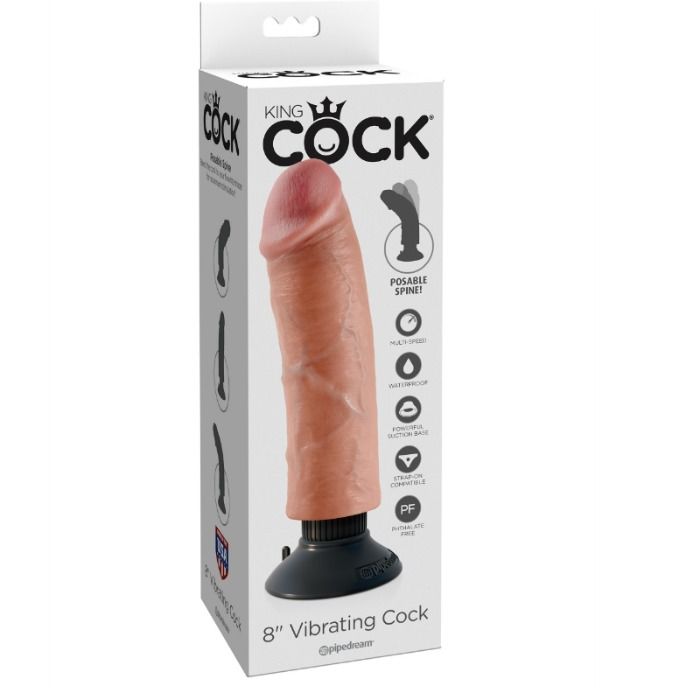 KING COCK - WIBRUJĄCY KUTAS Z FLESH W ROZMIARZE 20,32 CM