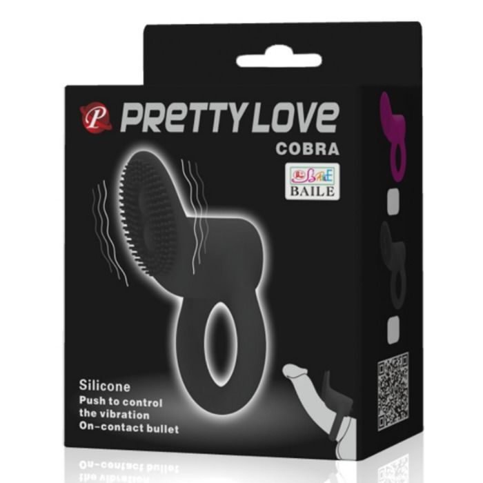 PRETTY LOVE - WIBRUJĄCY PIERŚCIEŃ COBRA CZARNY