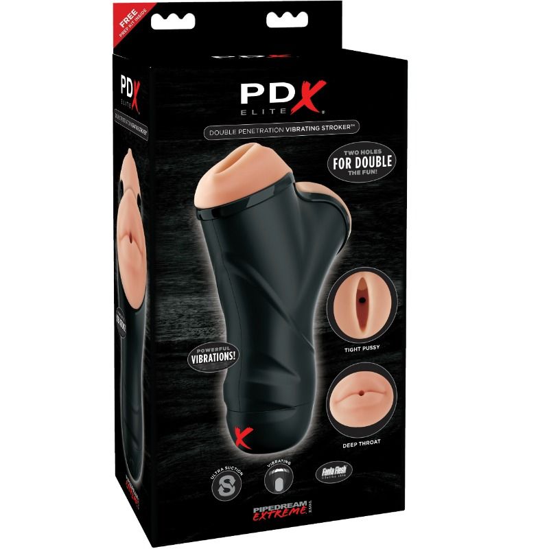 PDX ELITE - PODWÓJNY WIBRUJĄCY STROKER Z PENETRACJĄ