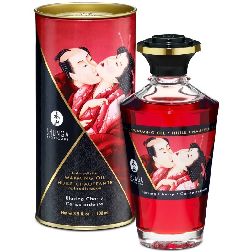 SHUNGA - OLEJEK DO MASAŻU Z EFEKTEM ROZGRZEWAJĄCYM SMAK INTENSYWNA WIŚNIA 100 ML