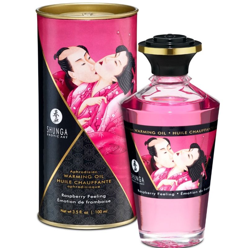 SHUNGA – ROZGRZEWAJĄCY OLEJEK DO MASAŻU INTENSE SMAK MALINOWY 100 ML