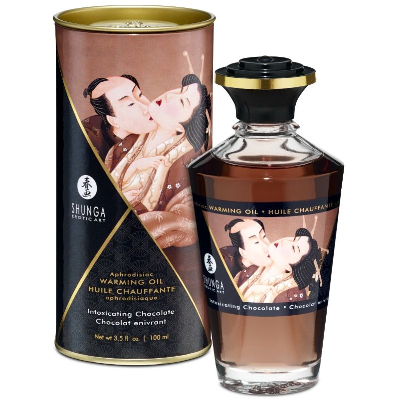 SHUNGA - OLEJEK DO MASAŻU Z EFEKTEM ROZGRZEWAJĄCYM SMAK INTENSYWNA CZEKOLADA 100 ML