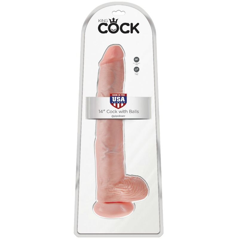 KING COCK - DILDO Z JAJAMI 35,6 CM CIELISTY