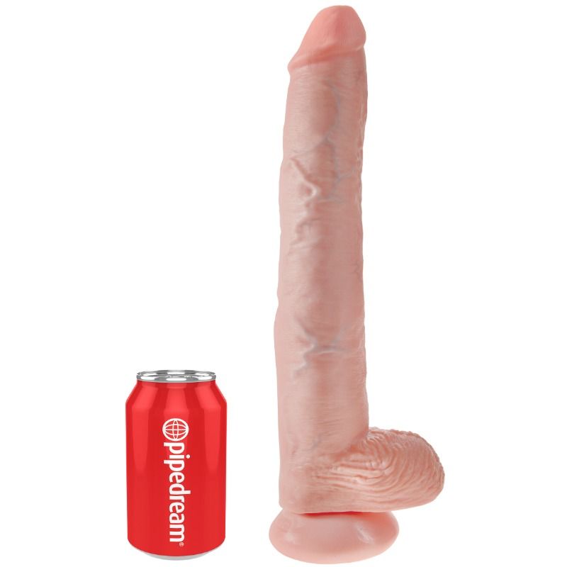KING COCK - DILDO Z JAJAMI 35,6 CM CIELISTY